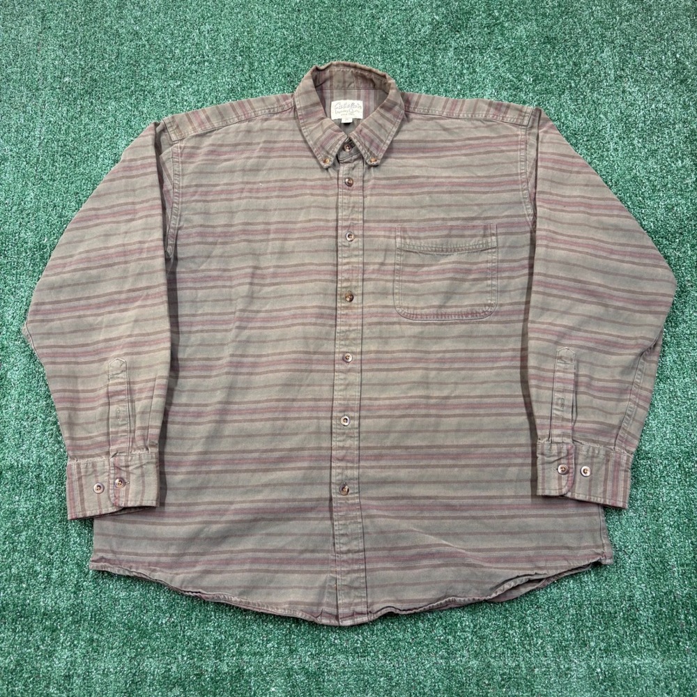 Vintage Cabelas Striped Flannel Shirt XL